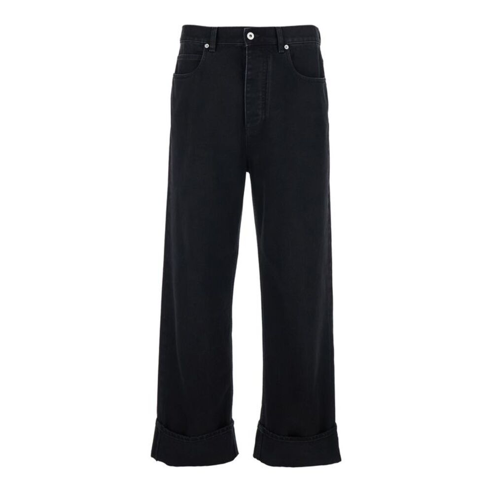 Bottega Veneta Men Black Five-Pocket Jeans With Folded Hem In Denim For Men